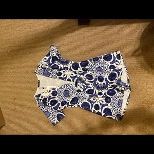 Low Cut Blue and White Romper